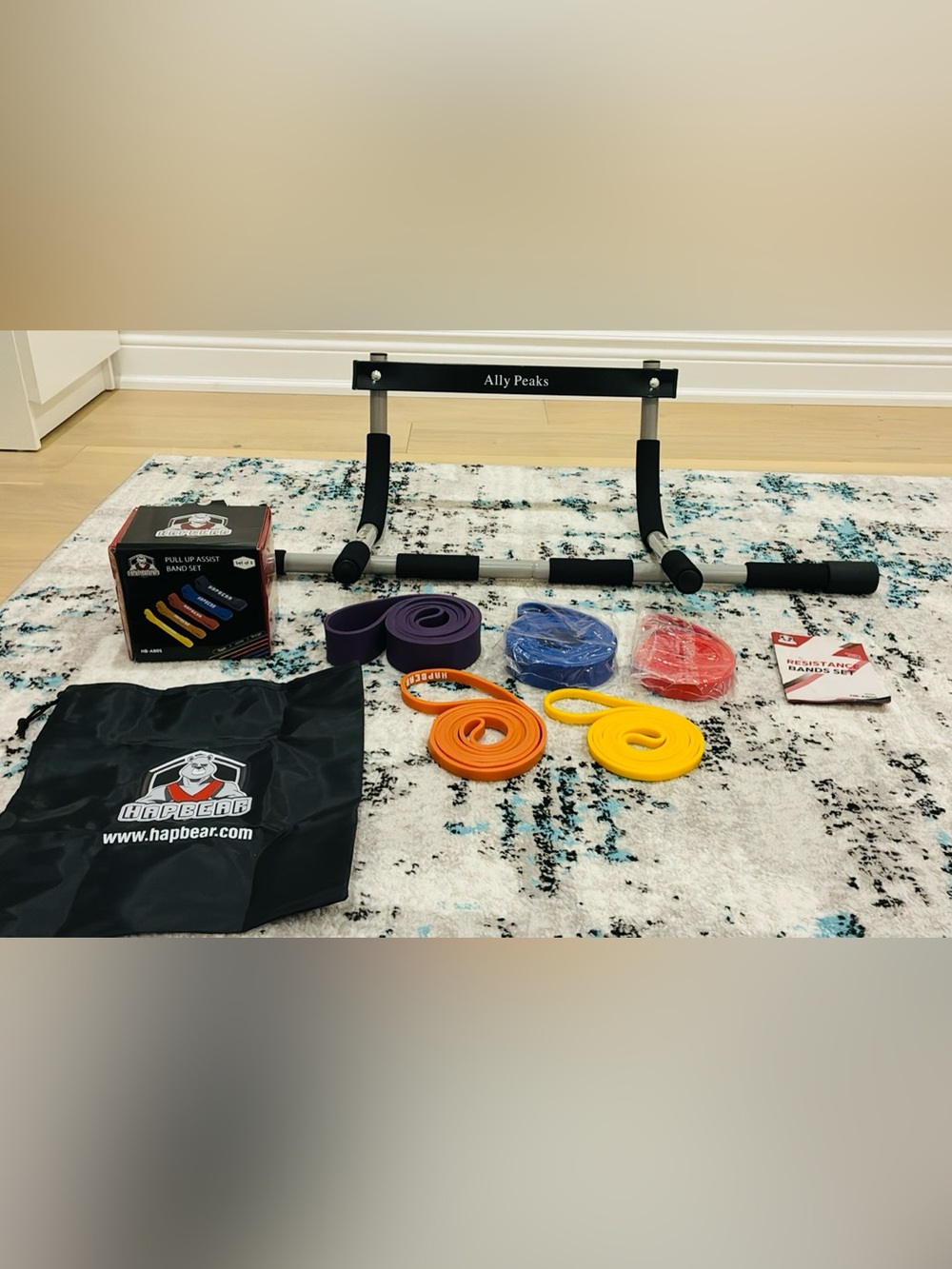 Ally Peaks Pull-Up Bar + Colorful Resistance Bands Set
